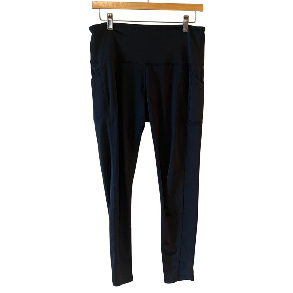 Womens Activewear Black High-Rise Athletic Leggings Size Large